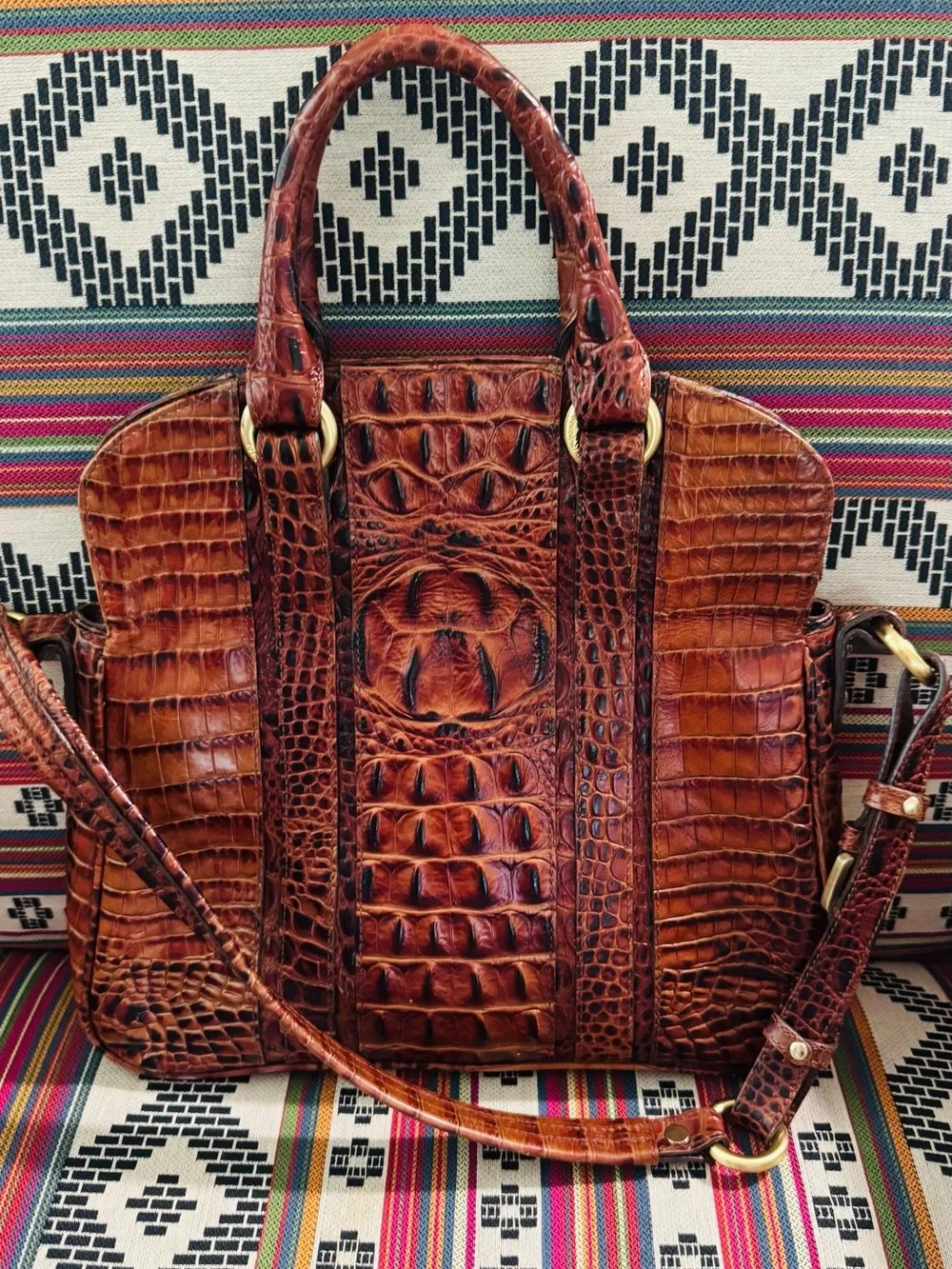Brahmin Flaire Fold-over-to Shoulder-Strap measures 11 in wide x 11 in tall - Picture 2 of 16